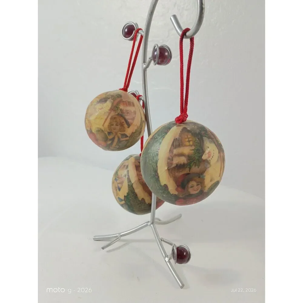 Vintage World Map Globe Christmas Ornaments Decoupage Set